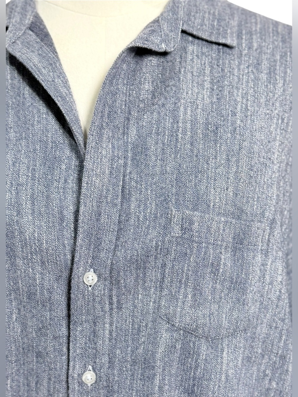 Frank & Eileen EILEEN Washed Indigo Flannel Button Down Shirt Size Medium - Picture 7 of 12